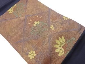 変わり菱に草花模様織出し名古屋帯